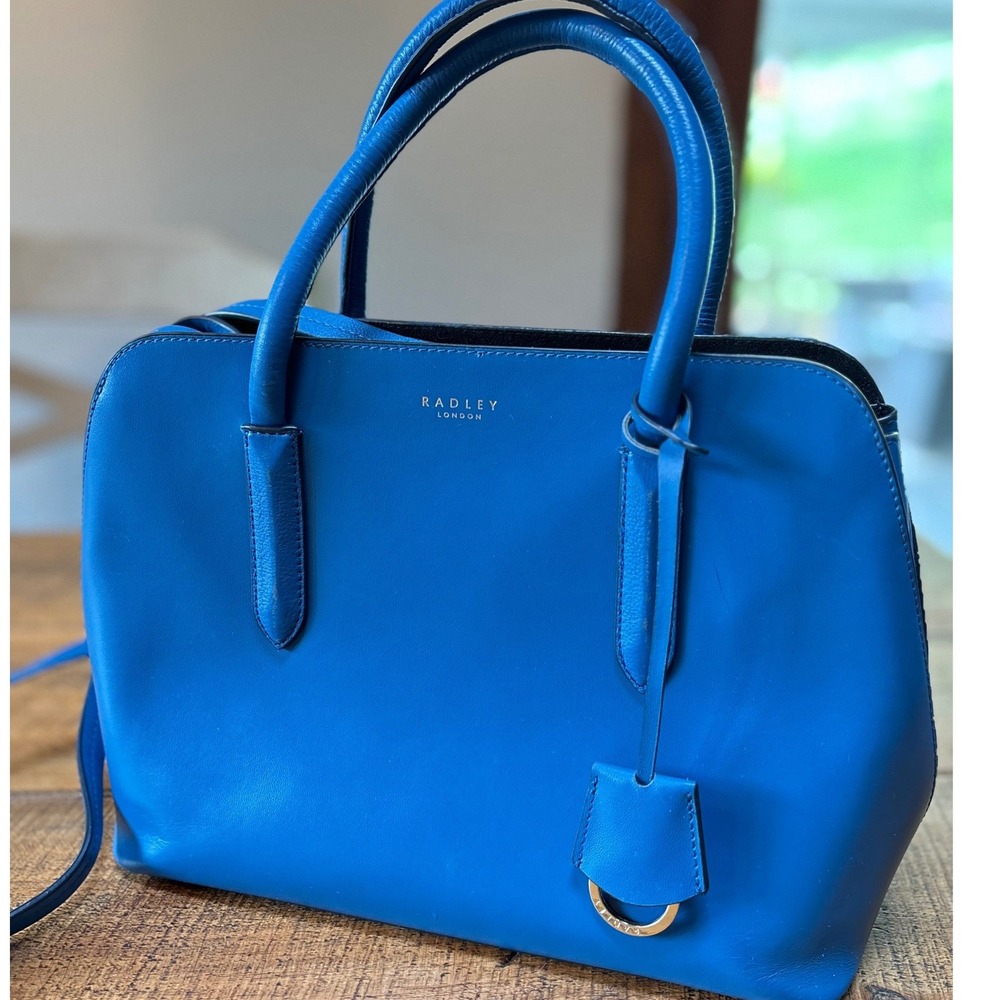 Radley London Liverpool Street 2.0 Blue Medium Bovine Leather Satchel Purse Bag